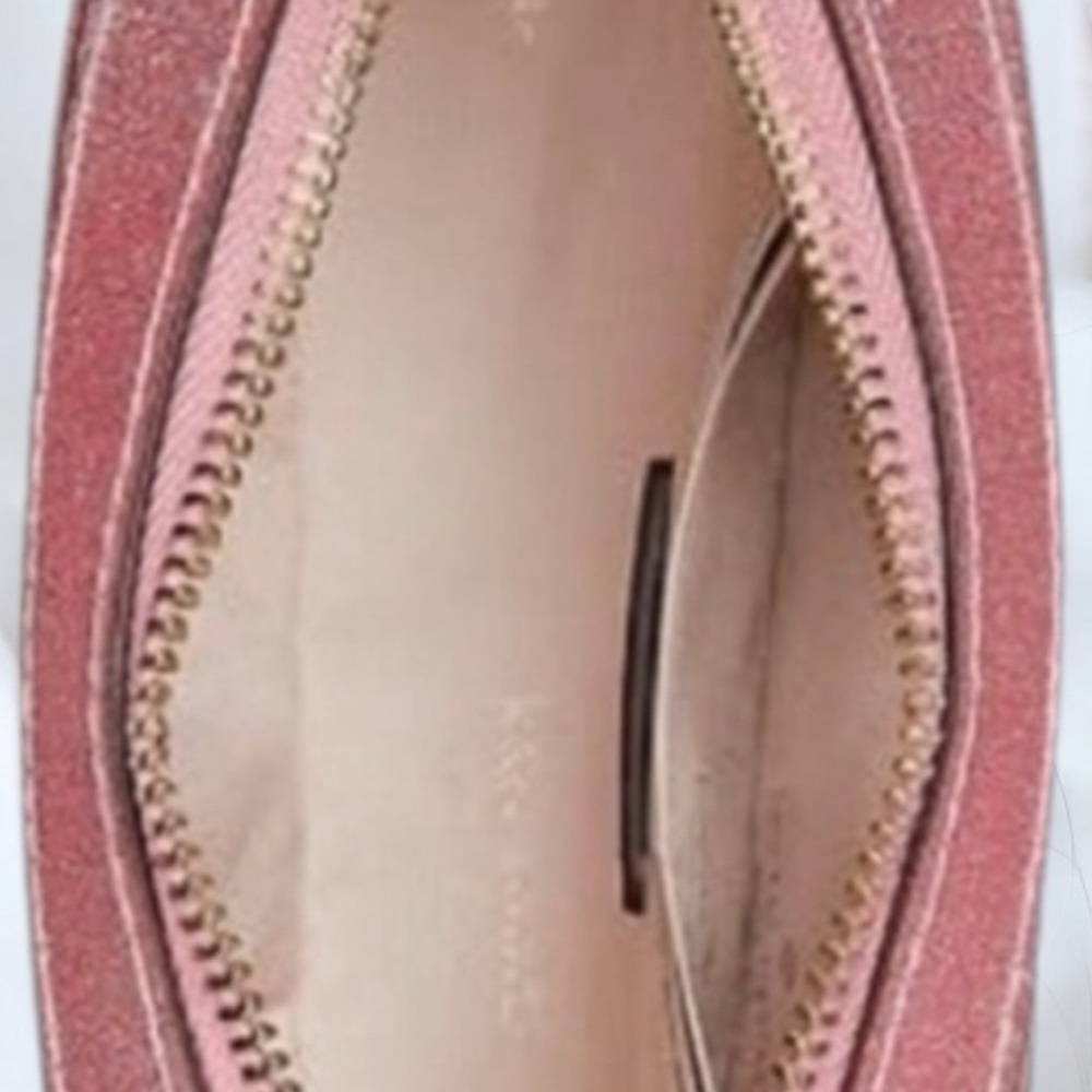 NEW KATE SPADE Glitter Crossbody Bag Mitten Pink Gold accents cc slots zips - Picture 5 of 10